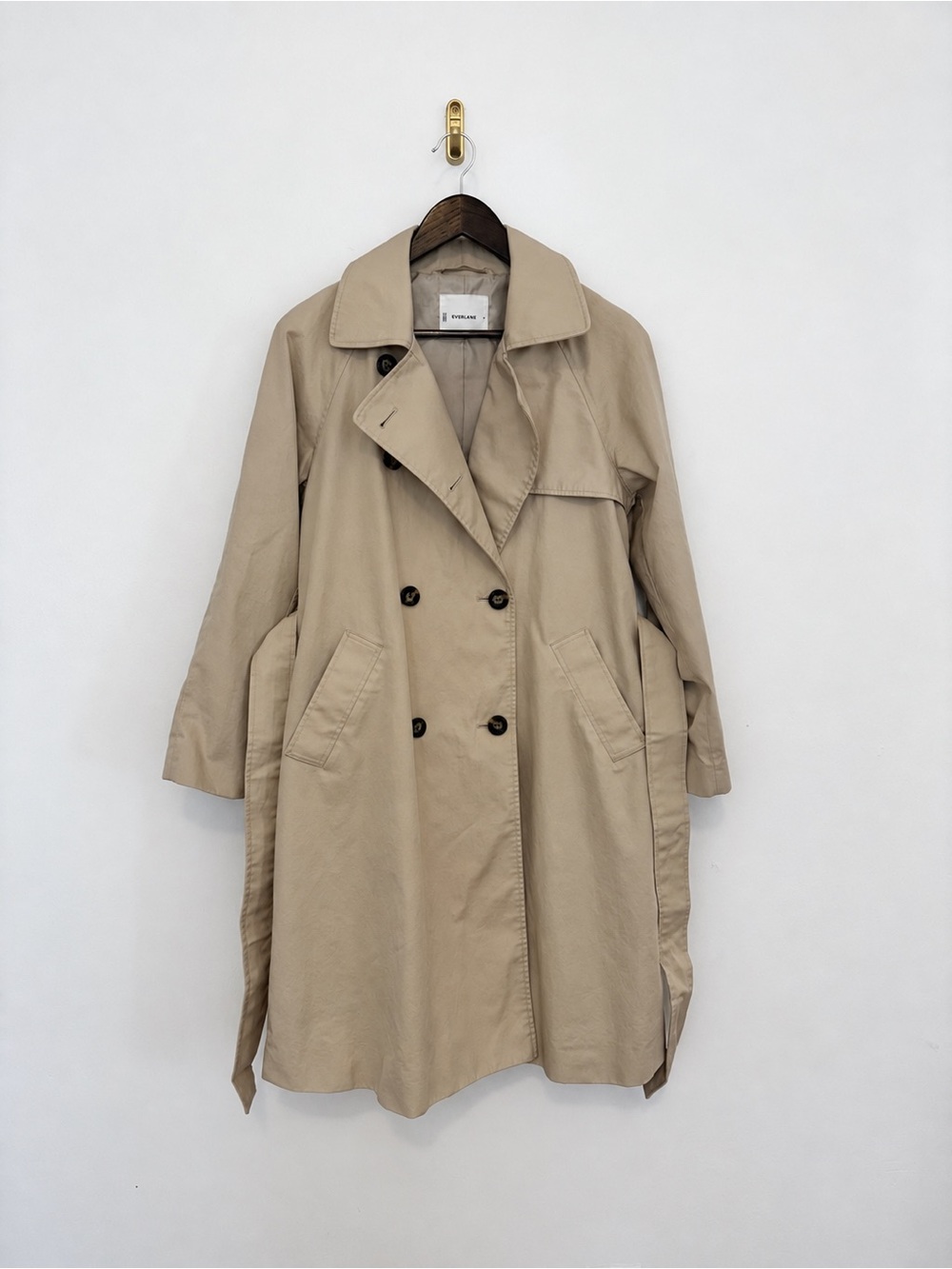 Everlane The Drape Trench Coat Khaki Belted Size Medium